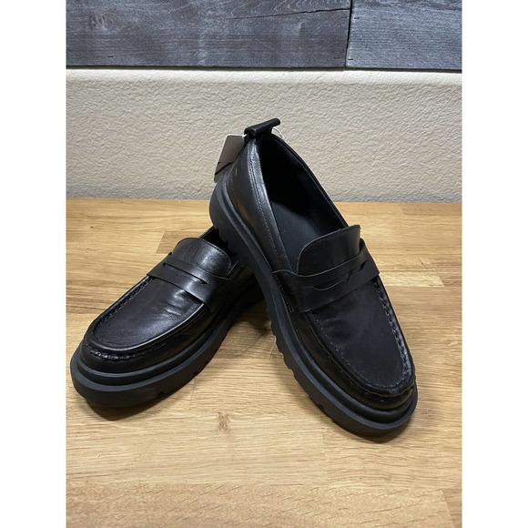 Zara Chunky Platform Loafer shoes Size 3.4 EU 35 Black slip on - Picture 7 of 9